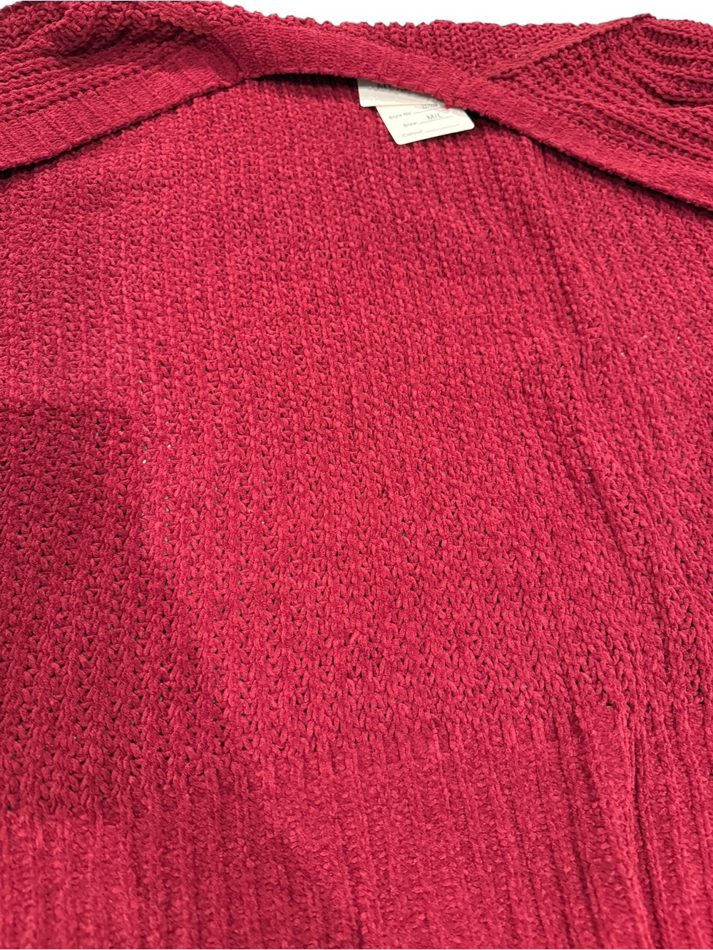 Open-Front Wine Red/Burgundy Knit Cardigan - Picture 6 of 11